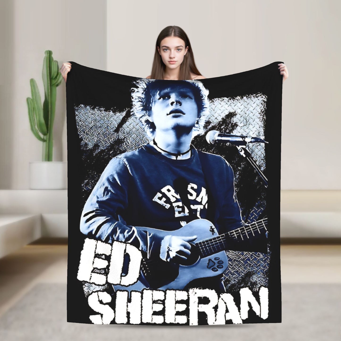 Manta de Viagem Ed Sheeran Cobertor de Lã para Decoração de Casa Macio Quente Colcha Personalizada de Qualidade Presente de Aniversário