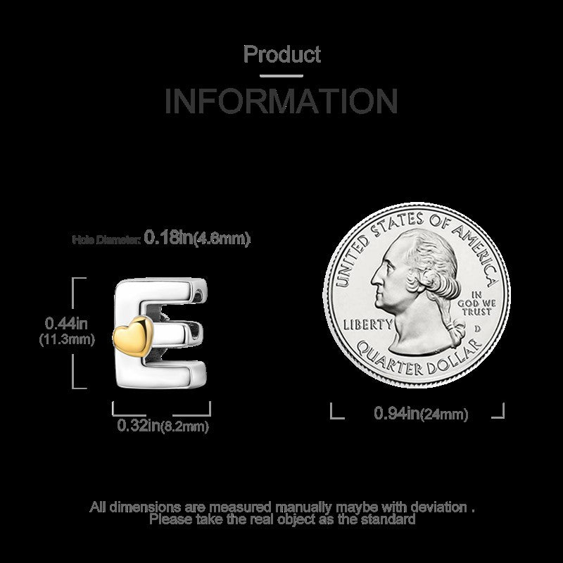Fit Original Bangle Bracelet DIY A-Z Alphabet Charms Bead 925 Sterling Silver CZ Zircon LOVE Letter Dangle Pendant Jewelry Gift
