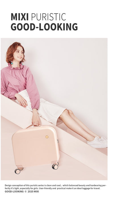 Mixi Carry On Suitcase 16 Inch Men Boarding Cabin Women Luggage Rolling Spinner Wheels Travel Bag 34L 100% PC Lightweight