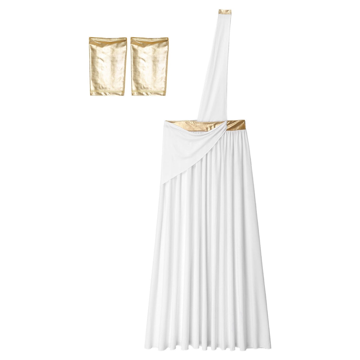 Mens Ancient Greek God Toga Gladiator Costume Roman Emperor One Shoulder Sleeveless Robe Halloween Medieval Warrior Dress Up