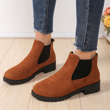 Women Boots Chunky Heel Platform British Style Thick Sole Increase Height Casual Chelsea Boots For Autumn And Winter Casual Wear