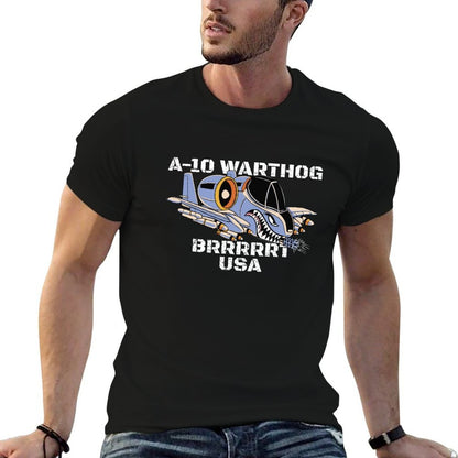 A-10 Warthog USA Flag Military Airplane A10 Thunderbird Gear T-Shirt man graphic t shirt T-Shirt