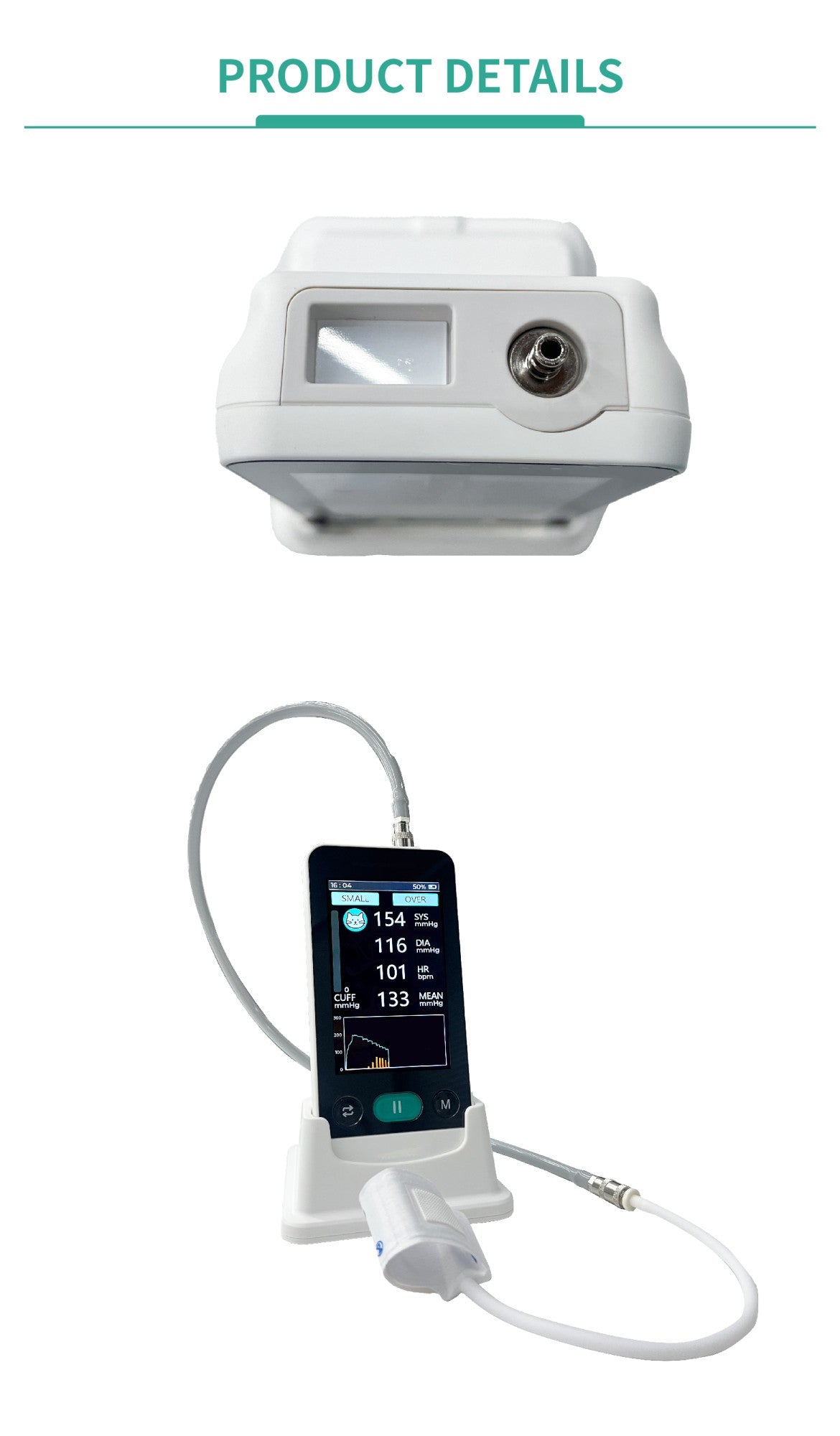 Monitor de Pressão Arterial Animal Eletrônico Portátil Medidor BP para Gatos Cães Uso Veterinário