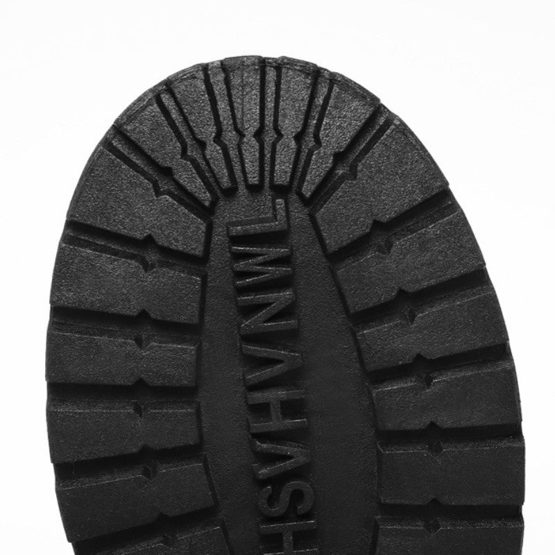 Black Men's Casual Leather Boots Fashion Winter Men Work Boot Mens Shoes Non-slip Designer High Top Ankle Boots Motorcycle Shoes