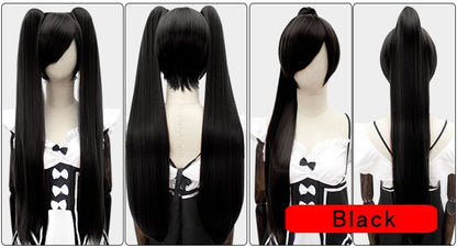HSIU 80Cm Long Staight Ponytail Clip Cosplay Wig high temperature fiber Synthetic Wigs Anime Party Ponytail Party wigs 14 color