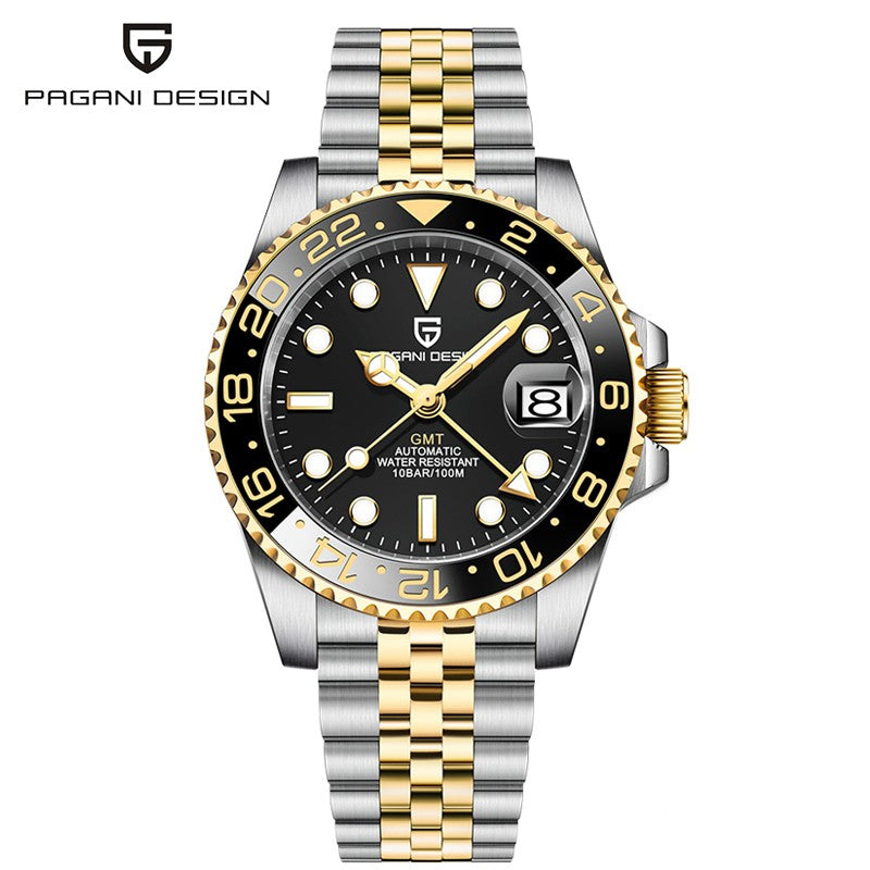 PAGANI DESIGN PD-1662 Luxury GMT Men Mechanical Wristwatch Sapphire Glass Stainless Steel 100M Waterproof Automatic Watches