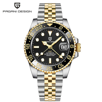 PAGANI DESIGN PD-1662 Luxury GMT Men Mechanical Wristwatch Sapphire Glass Stainless Steel 100M Waterproof Automatic Watches