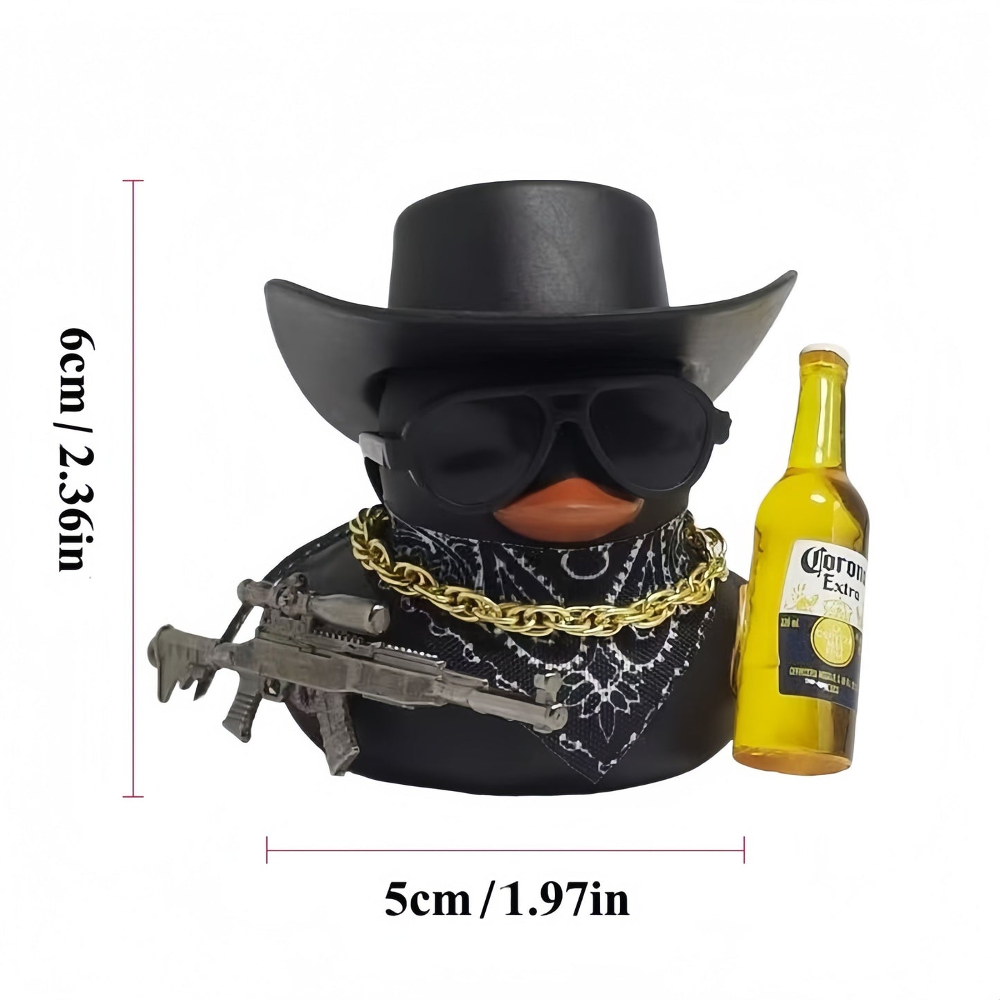 1pc Cool Cowboy Duck Car Dashboard Decor, Funny Duck Ornament with Hat & Accessories, Unique Car Interior Decoration Gift