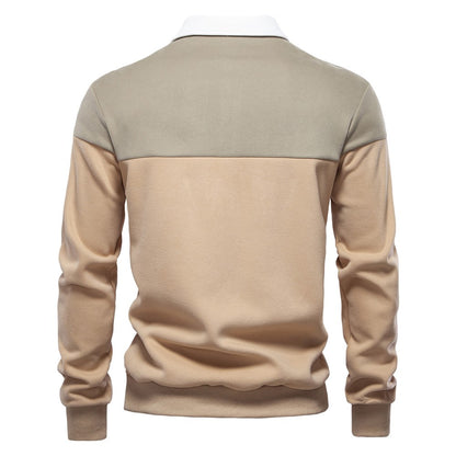 AIOPESON Men's Premium Cotton Sweatshirt Color Block Sweatshirt Long Sleeve Business Casual Social Sweatshirt