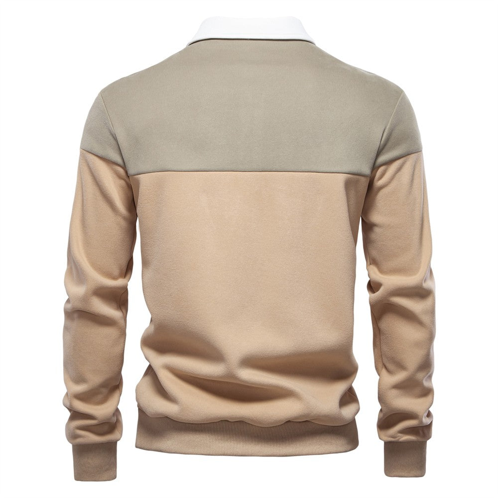 AIOPESON Men's Premium Cotton Sweatshirt Color Block Sweatshirt Long Sleeve Business Casual Social Sweatshirt