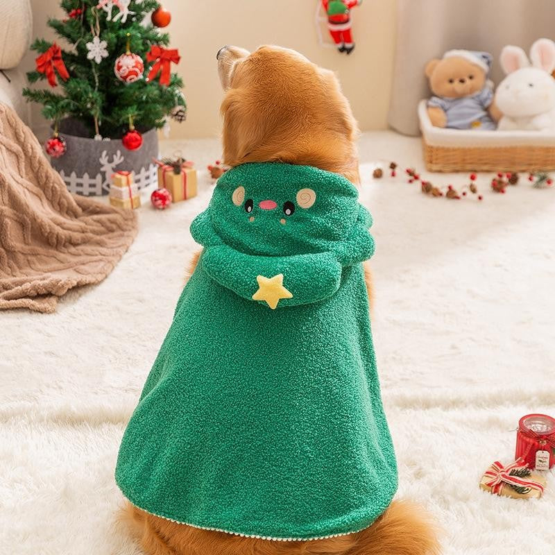 Roupas de Natal para Cães de Inverno Desenho Animado Vestido Médio e Grande Porte Golden Retriever Cão Grande Capa de Duas Pernas Vestido de Transformação