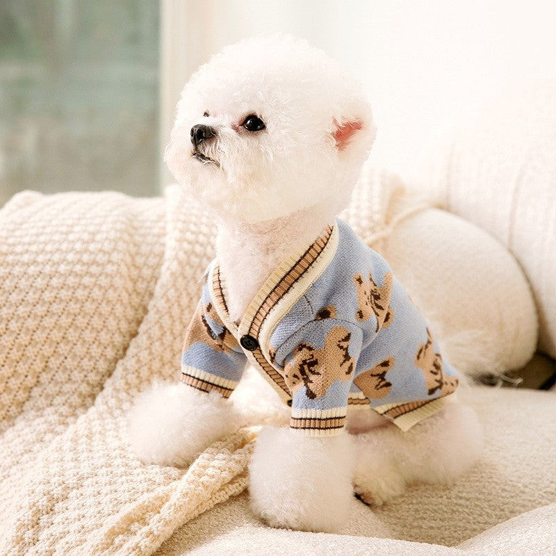 Roupas de luxo para cães, Chihuahua, suéter listrado, Bichon Frise, cachorro, gato, casaco quente, acessórios para cães e gatos, roupinhas para animais de estimação
