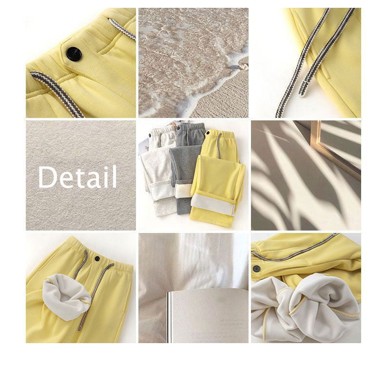 Winter Women Streetwear Baggy Fleece Pants Lady High Waist Snow Warm Plush Trousers Girls Slim Fit Daily Thermal Pants