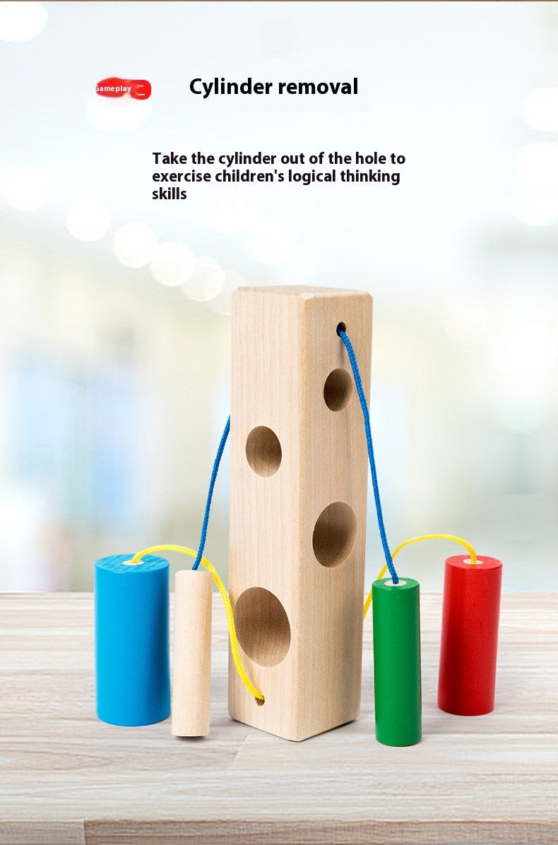 Conjunto de Colunas para Bebês e Crianças Pequenas, Blocos de Construção de Posicionamento, Cordas de Correspondência, Exercício para Bebês, Habilidade de Coordenação Olho-Mão, Brinquedos Educacionais de Madeira para Iluminação da Educação Infantil