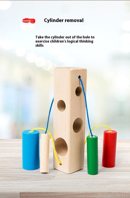 Conjunto de Colunas para Bebês e Crianças Pequenas, Blocos de Construção de Posicionamento, Cordas de Correspondência, Exercício para Bebês, Habilidade de Coordenação Olho-Mão, Brinquedos Educacionais de Madeira para Iluminação da Educação Infantil