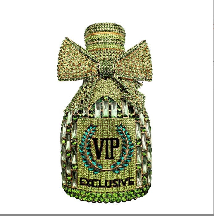 XIYUAN Women Rhinestones Clutch Purse Champagne Bottle Evening Bags Diamond Hard Metal Clutches Wedding Party Minaudiere Purses