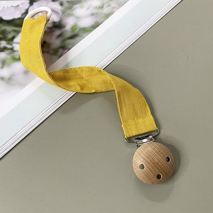 E06F Baby Cotton Pacifier Chain Wooden Clips BPA for Infant Newborn Shower Gift
