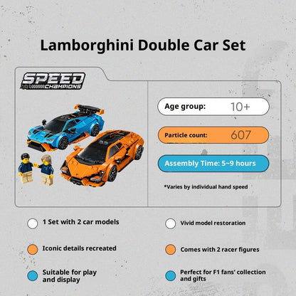 Blocos de Lego, modelos de carros esportivos Lamborghini Revuelto e Huracán, brinquedos de montar carros, presentes para crianças e adultos