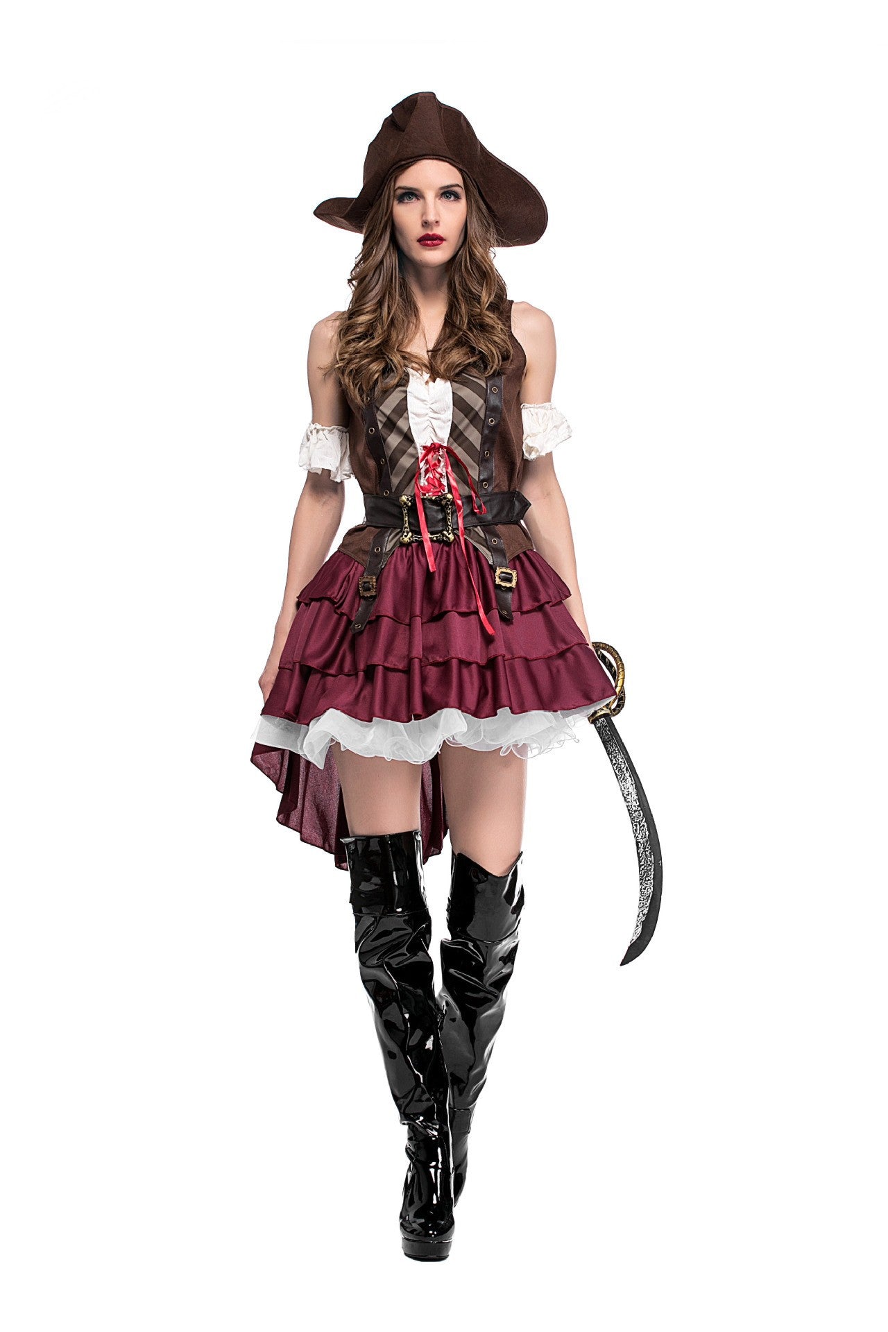Adult Female Halloween Pirate Costume Captain Jack's Role-playing Costume Theatrical Stage Pirate Performance