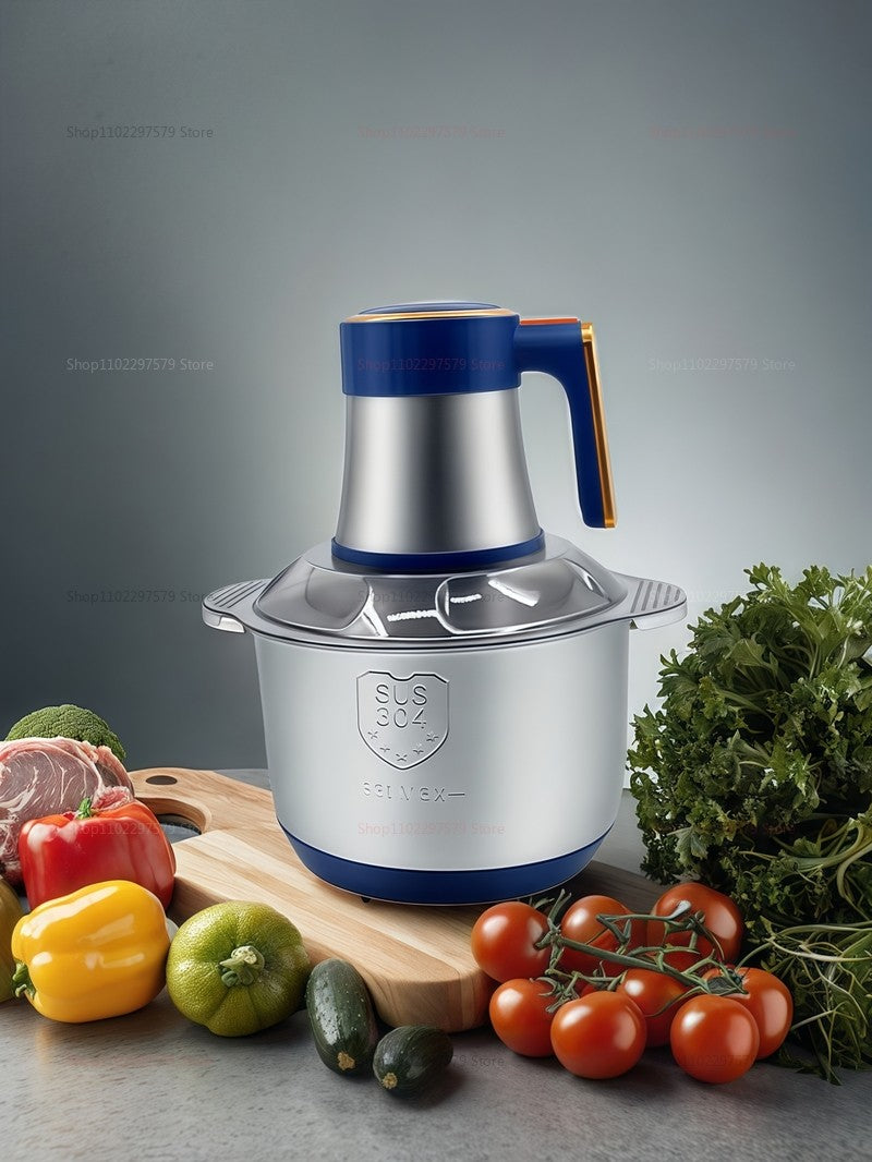 Moedor de Carne Elétrico 5L Triturador de Alimentos Aço Inoxidável Processador Cortador de Legumes Multifuncional para Liquidificadores de Cozinha