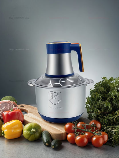 Moedor de Carne Elétrico 5L Triturador de Alimentos Aço Inoxidável Processador Cortador de Legumes Multifuncional para Liquidificadores de Cozinha