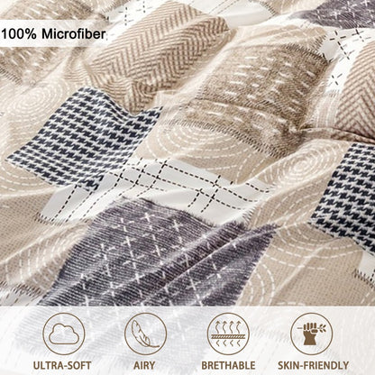 Conjunto de capa de edredom com estampa de retalhos chique de 3 peças, conjunto de cama macio e delicado para a pele inclui 1 capa de edredom e 2 fronhas