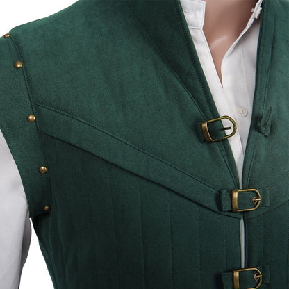 New prince role-playing rider fantasy costume adult dress uniform vest pants belt set green Halloween carnival costume