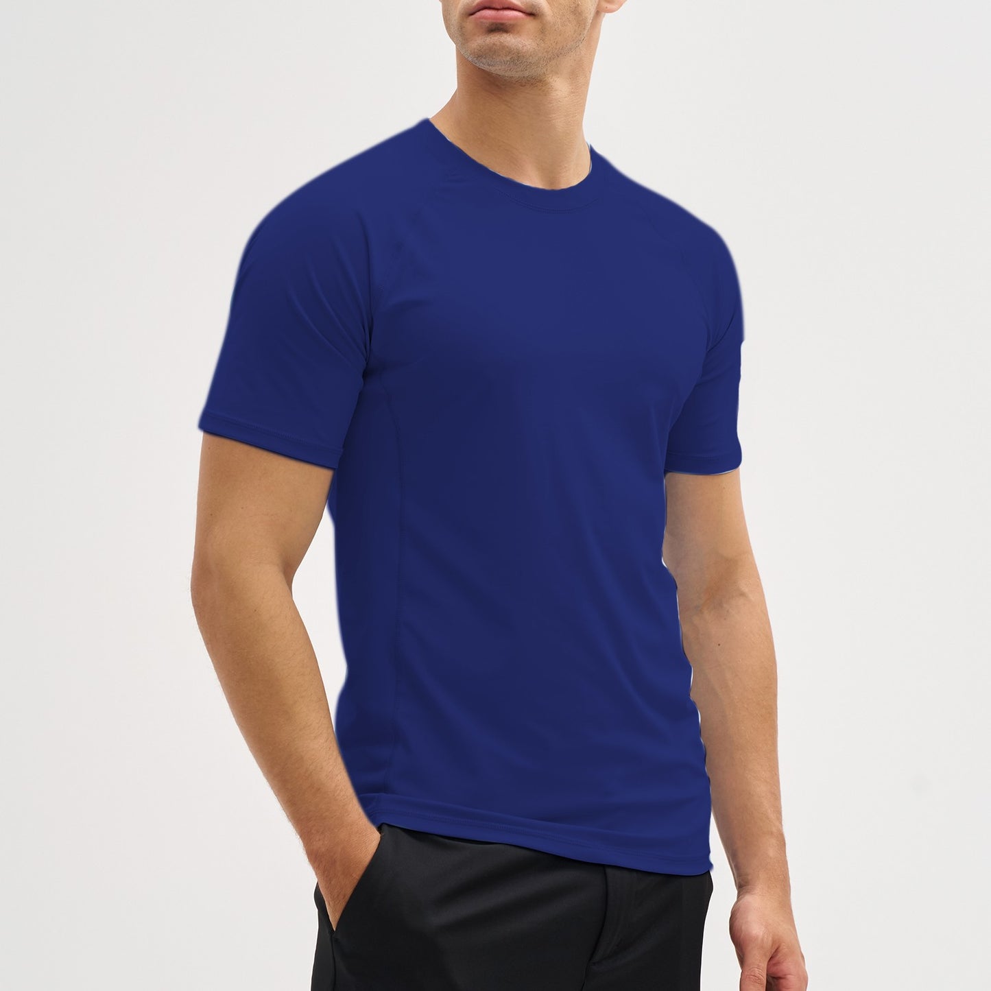 EKLENSON Men's Rashguard Swim Shirt Short Sleeve Mock Neck UPF 50+ T Shirts Loop Hem Quick Dry Loose Fit Water Surfing Shirt