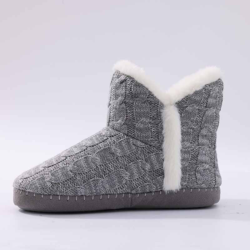 Litfun Winter Warm Plush Boots For Women Outdoor Soft Sole Non-slip Knit Furry Snow Boots Indoor Cozy Fur House Cotton Slippers