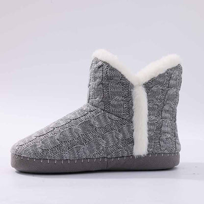 Litfun Winter Warm Plush Boots For Women Outdoor Soft Sole Non-slip Knit Furry Snow Boots Indoor Cozy Fur House Cotton Slippers