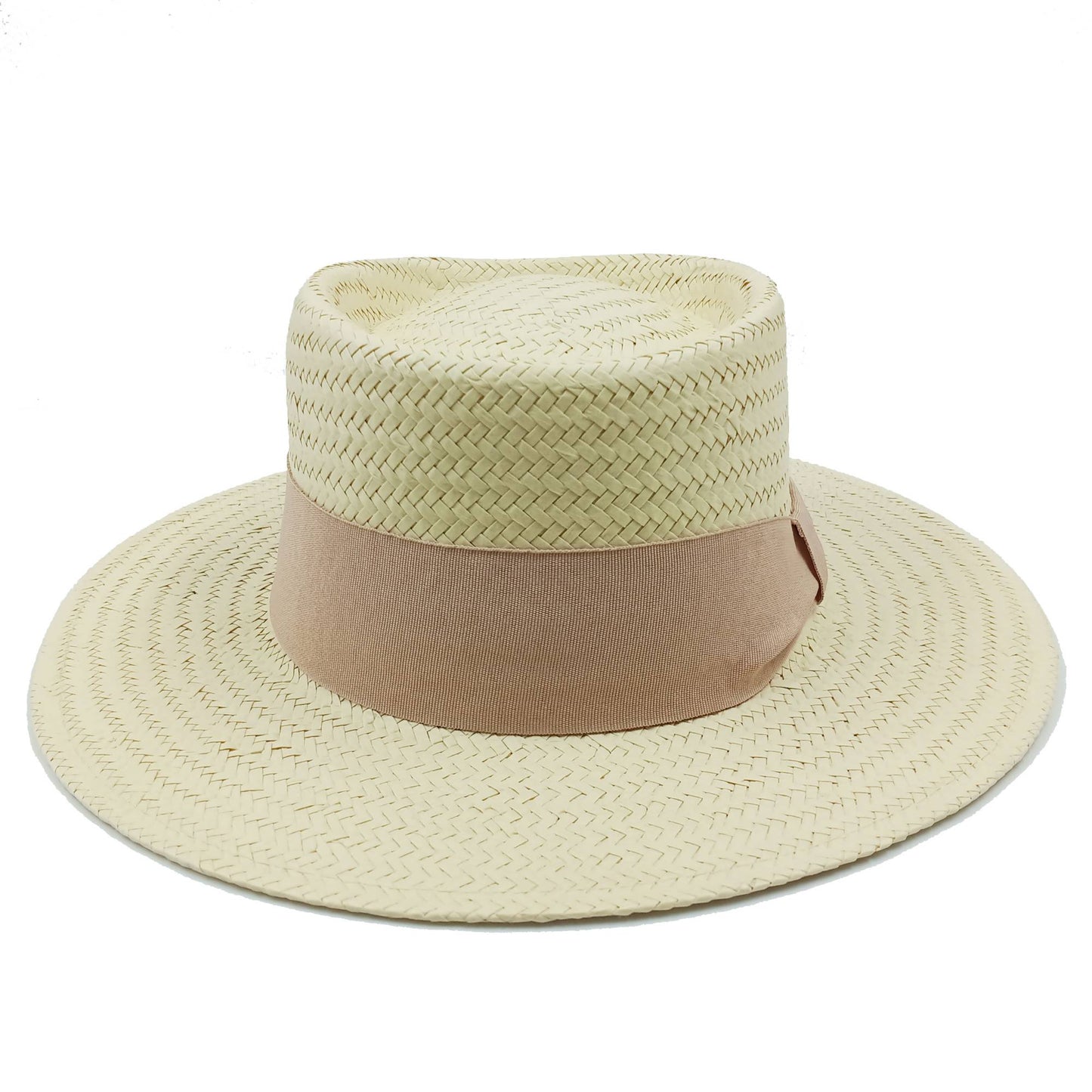 Chapéu de Palha Feminino de Verão Chapéu de Sol Luxuoso Feminino Chapéu de Praia de Proteção Solar da Moda Chapéu Panamá Francês Chapéu Raff de Aba Larga com Topo Abaulado