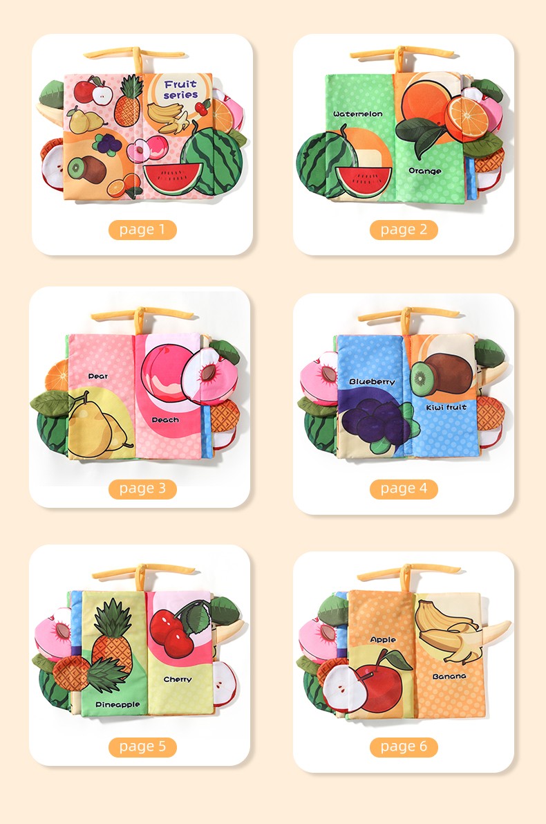 Baby Cloth Book Baby Toys 0-3 Year Old Infant Early Education Toys 6 Pages Cloth Book