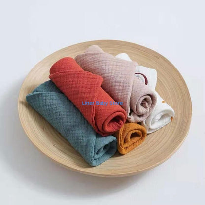 N80C 10Pcs Baby Square Towels Infants Wash Hand Face Towel Handkerchief Feeding Bib Burp Cloth Soft Crepe Muslin Saliva Towel