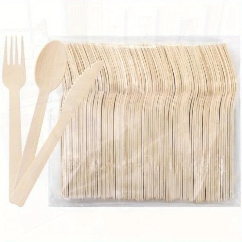 50/100Pcs Bamboo Spoon Fork Knife Natural Disposable Bamboo Tableware Set Forks Spoons Knives Party Wedding Bamboo Tableware