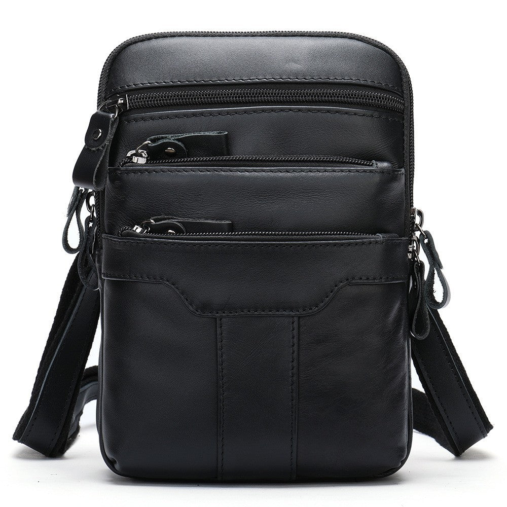 New Men's Cow Leather Chest Bag Man Small Shoulder Casual Male Crossbody Waist Bag