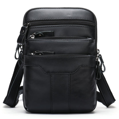 New Men's Cow Leather Chest Bag Man Small Shoulder Casual Male Crossbody Waist Bag