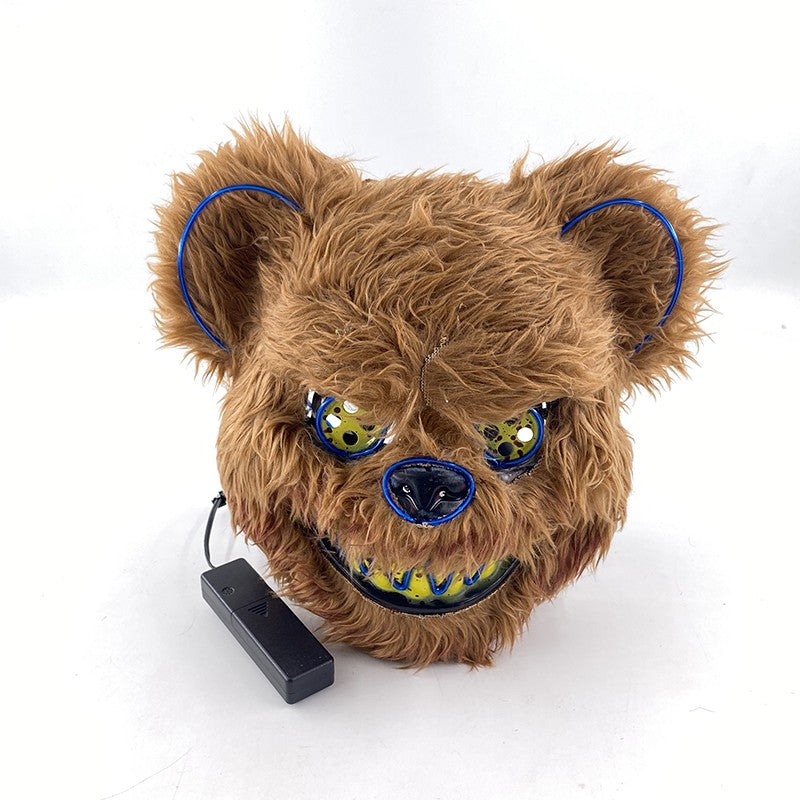 Novelty LED Bloody Furry Bunny Rabbit Bear Mask Realistic Scary Horror Killer Adult Masquerade Cosplay Costume Accessory