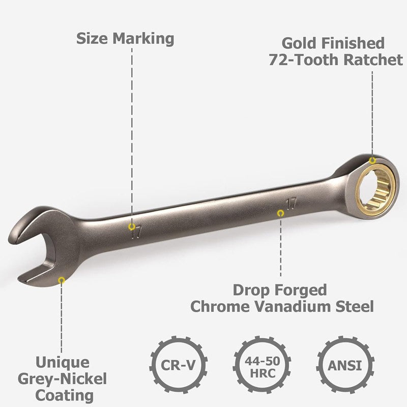 1pcs Ratchet Wrench Keys Gear Ring Tool Torque Universal Spanners for Car Repair Tools Metric