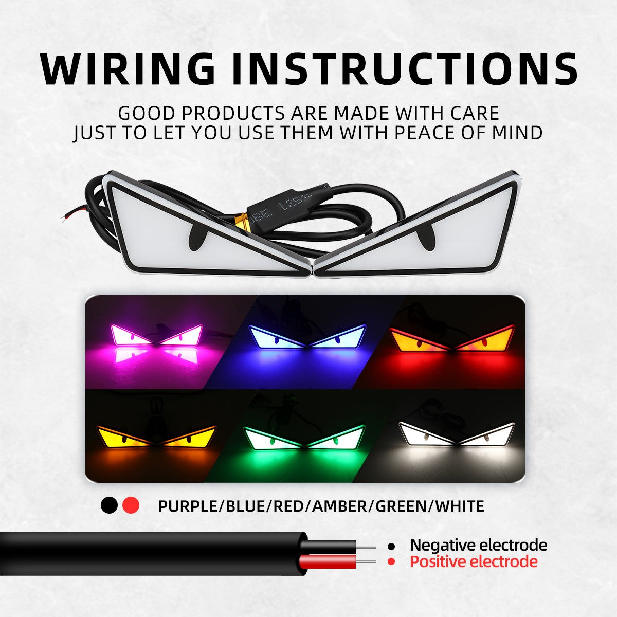 1Par de Faróis de Moto LED Triangulares Devil Eye com Espaçador Adaptador Mini Lâmpada Olho de Águia Luz Traseira Decorativa