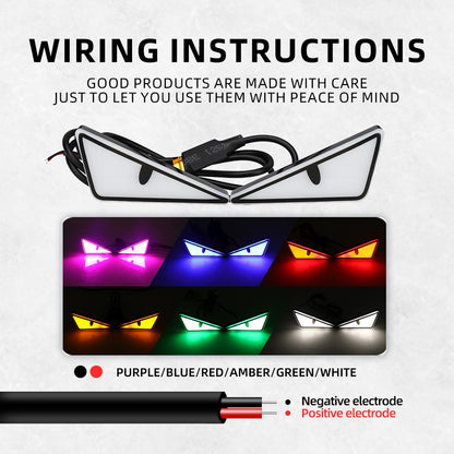 1Par de Faróis de Moto LED Triangulares Devil Eye com Espaçador Adaptador Mini Lâmpada Olho de Águia Luz Traseira Decorativa