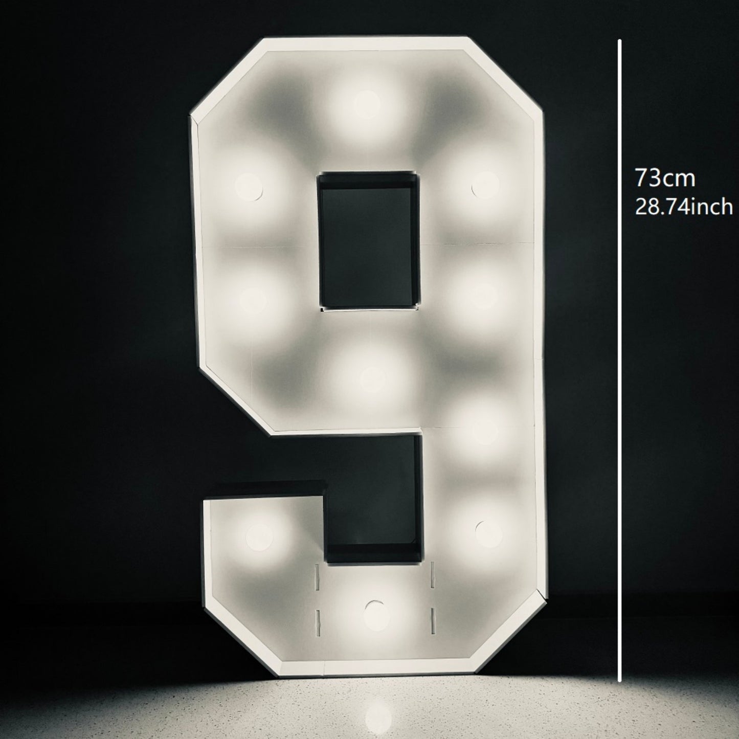 1/2 Pc 73cm/28.7inch Light Up Digital Marquee Frame White Lights KT Board Number 0-9 KT Board With Bracket Party Decorative