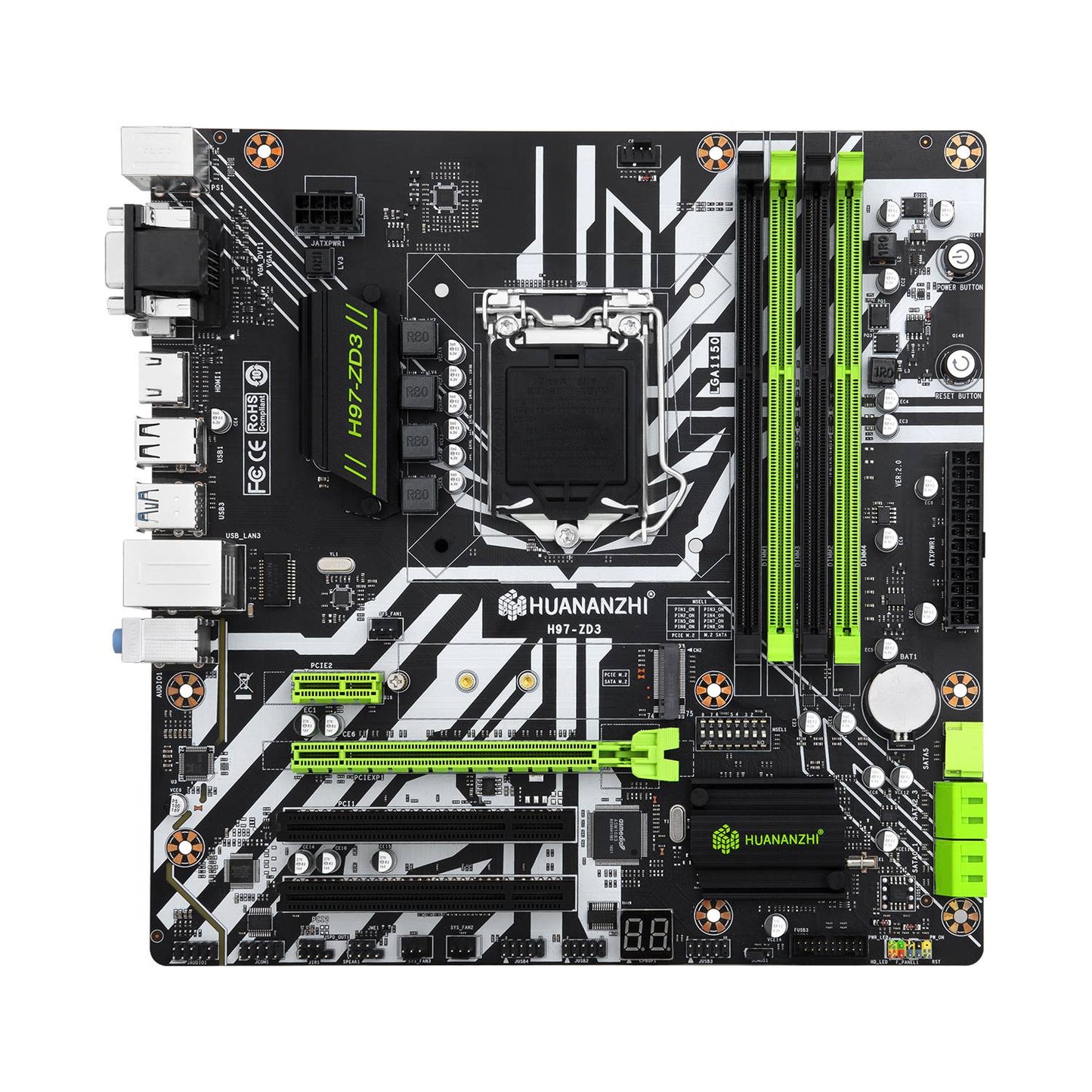 Placa-mãe HUANANZHI H97 ZD3 H97 LGA 1150 M-ATX SATA3 USB3.0 Suporte NVME NGFF M.2 SSD RAM não-ecc core i3 4130 i5 4460 i7 4770