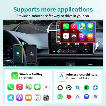Adaptador OTTOCAST Mini Slim Cube sem fio para CarPlay e Android Auto, 2 em 1, USB, acessórios inteligentes para carro VW Haval Audi Kia Porsche Lexus