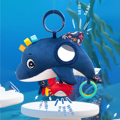 Newborn Infant Soft Whale Mobile Hanging Baby Educational Toy For Baby Intellectual Development Handheld Cute Stuffed Animal Toy