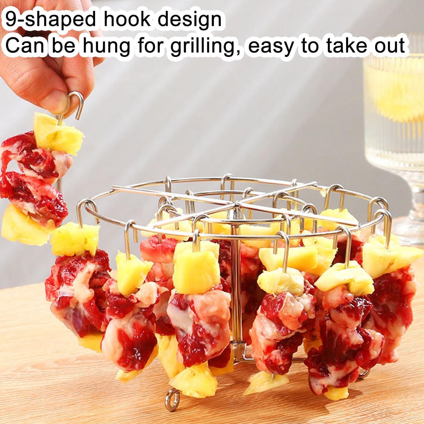 Stainless Steel Grill With 24 Skewers Air Fryer Stand Can Air Fryer Skewer Rack Stainless Steel Wire Rack Kitchen Gadgets Grill