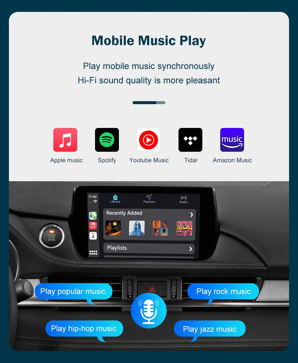 Adaptador USB CarPlay e Android Auto com fio para Mazda 6 2 3 CX3 CX5 CX9 MX5 2016-2020 com sistema Mazda Connect