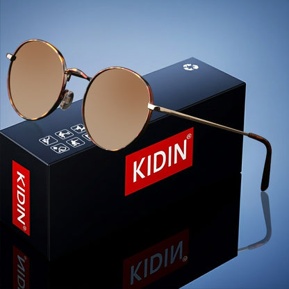 Óculos de Sol Femininos Modernos com Armação Redonda de Metal Polarizados de Grife da Moda UV400
