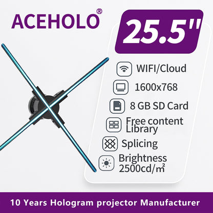 22 inch 3D Hologram Fan Display Advertising Projector LED Wall Mounted Digital Rotating Fan for Business Visual Promotion