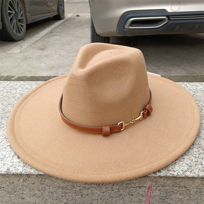 Chapéu Fedora de feltro liso com coroa em formato de gota para homens e mulheres novo cinto de couro Chapéu Panamá ????? ???????