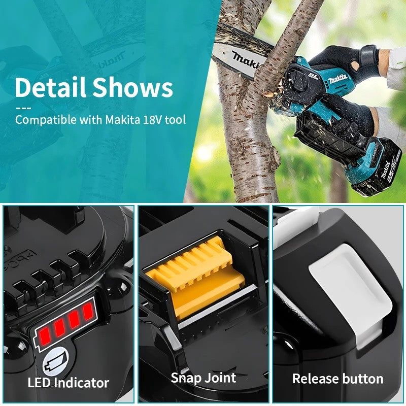 ??Bateria Recarregável Original Makita 6Ah*9Ah para Ferramentas Elétricas Makita 18V com LED Substituição Li-ion LXT BL1860 BL1850